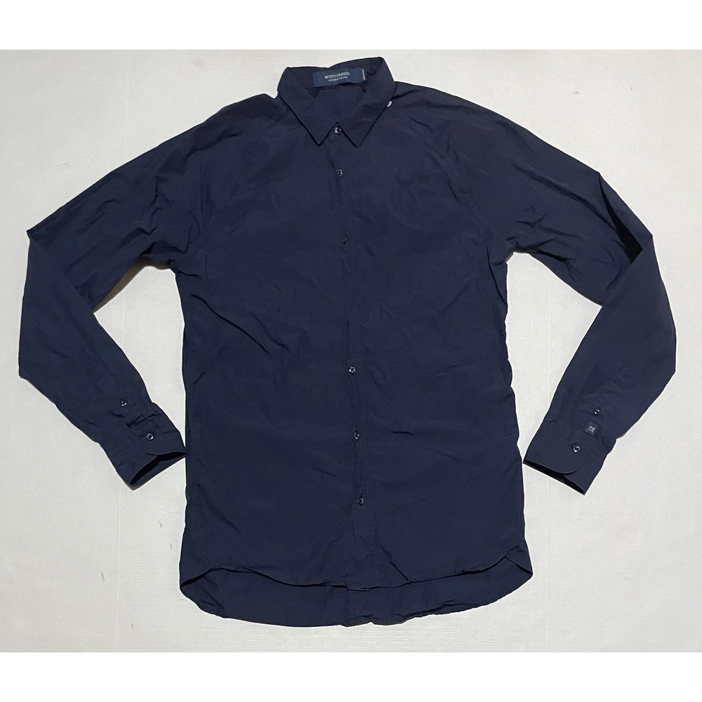 Scotch & Soda Dress Shirt‎ Navy Blue Long Sleeve Button Up Mens Size Medium